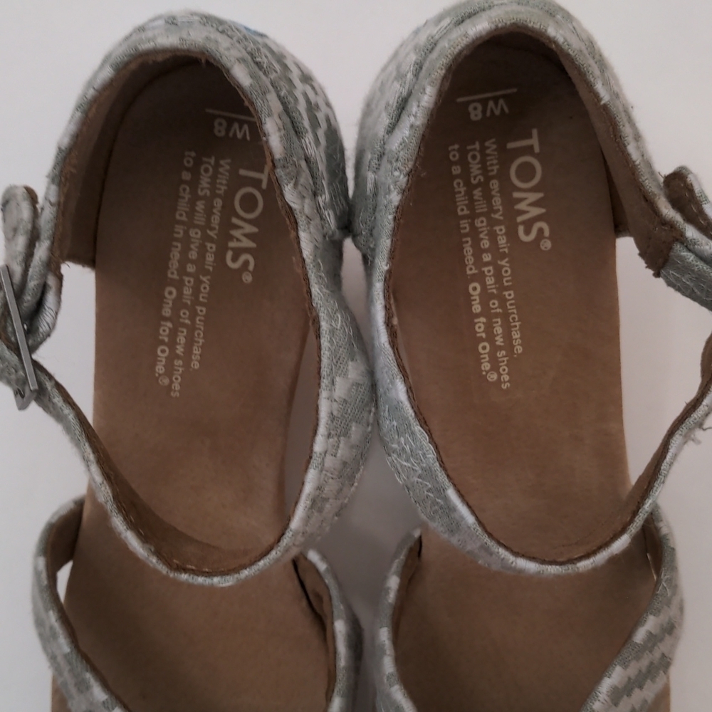đ
ștoms Sienna Aztec Wedges Green White 8 - Picture 4 of 10